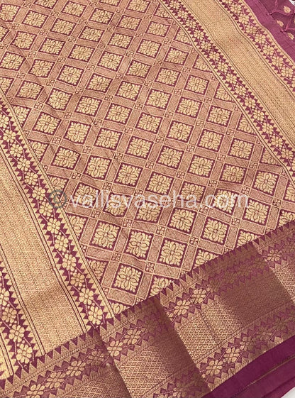 Semi Tussar Silk - Grand Pallu  - Onion Pink Shade - VVSTS017