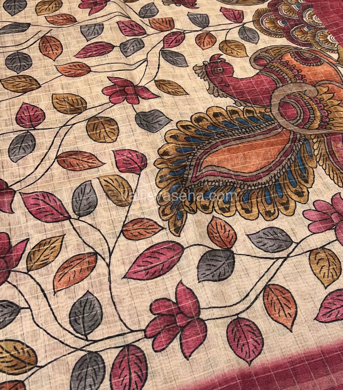 Semi Chanderi Saree - checks pattern - VVSCS002