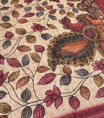 Semi Chanderi Saree - checks pattern - VVSCS002