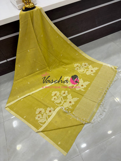 Bengal Kaddhi Cotton Saree | VVBKC002 | Yellow Shade