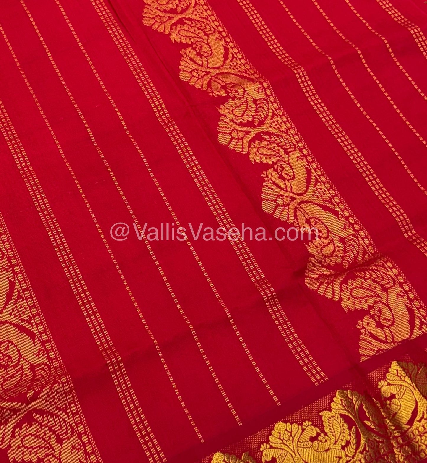 Semi Silk Cotton Saree - orange with with Red shade - VVSSC002