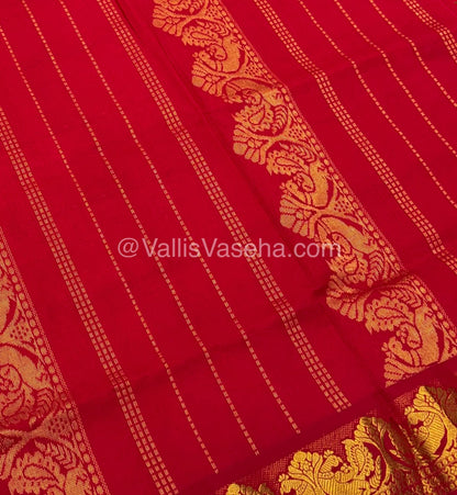 Semi Silk Cotton Saree - orange with with Red shade - VVSSC002