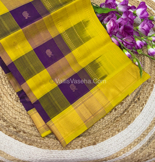 Pure Silk Cotton Saree - Pazhum Pazhamum Checks Design - VVPPSC02