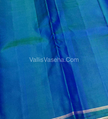 Pure Kanchipuram Silk Saree - Peacock Blue - VVPS021