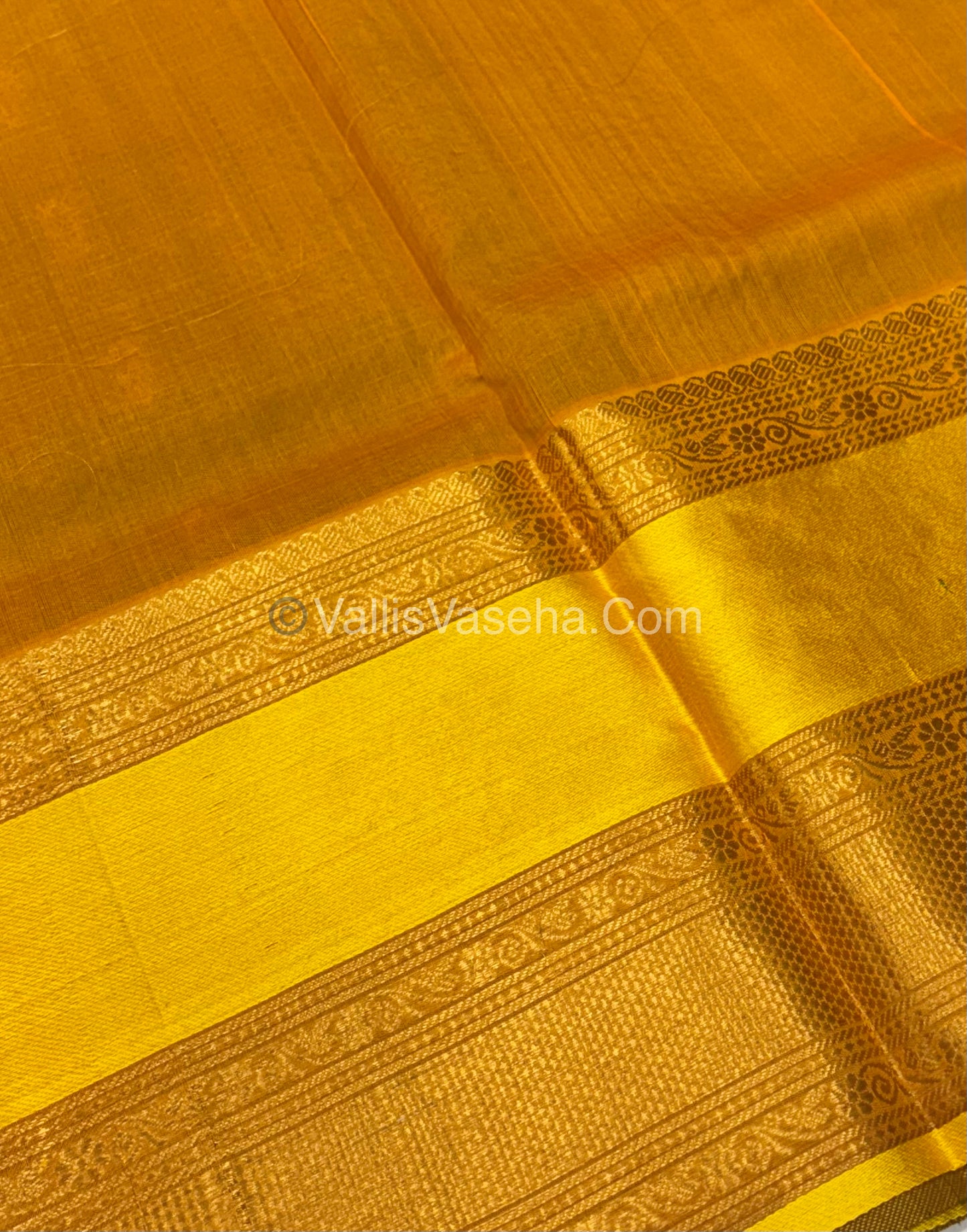 Pure Korvai Silk Cotton - Checks Pattern - Green With Yellow Shade  - VVKSC034