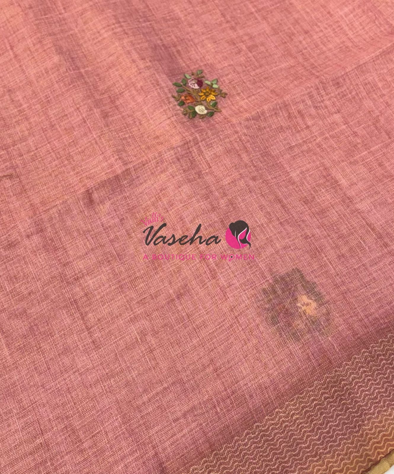 French Knot - Linen Tissue Saree - Pink Shade - VVLFN017