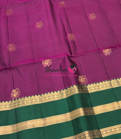 Half Mixed  Soft Silk Saree - Purplish Pink & Green - VVPSS077