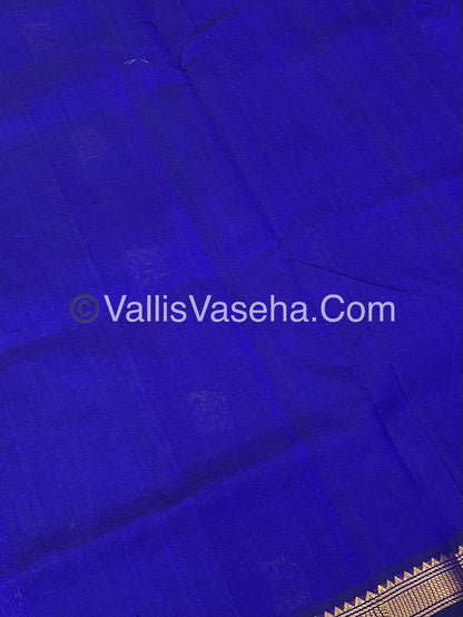 Pure Silk Cotton Saree -  Mayil & Elephant Design - Royal Blue shade  - VVMES001