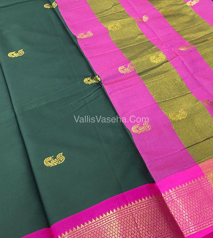 Semi Silk - Green with Pink Combo - VVSS001