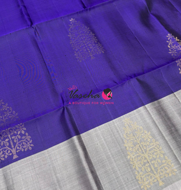 Pure Soft Silk Saree - Violet & Grey Combo - VVPSS111