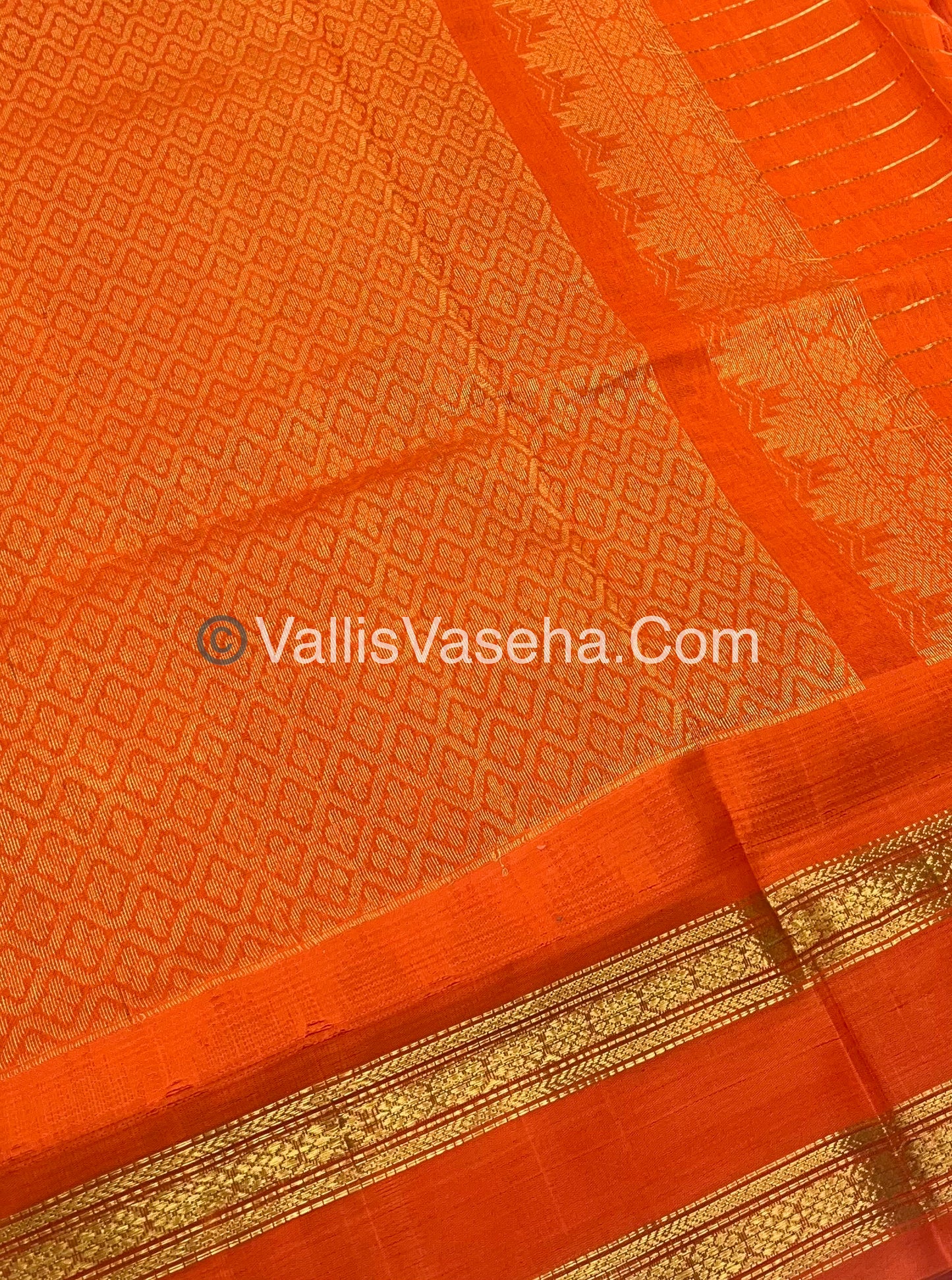 Pure Korvai Silk Cotton Saree - Lavender With Orange - VVKSC020