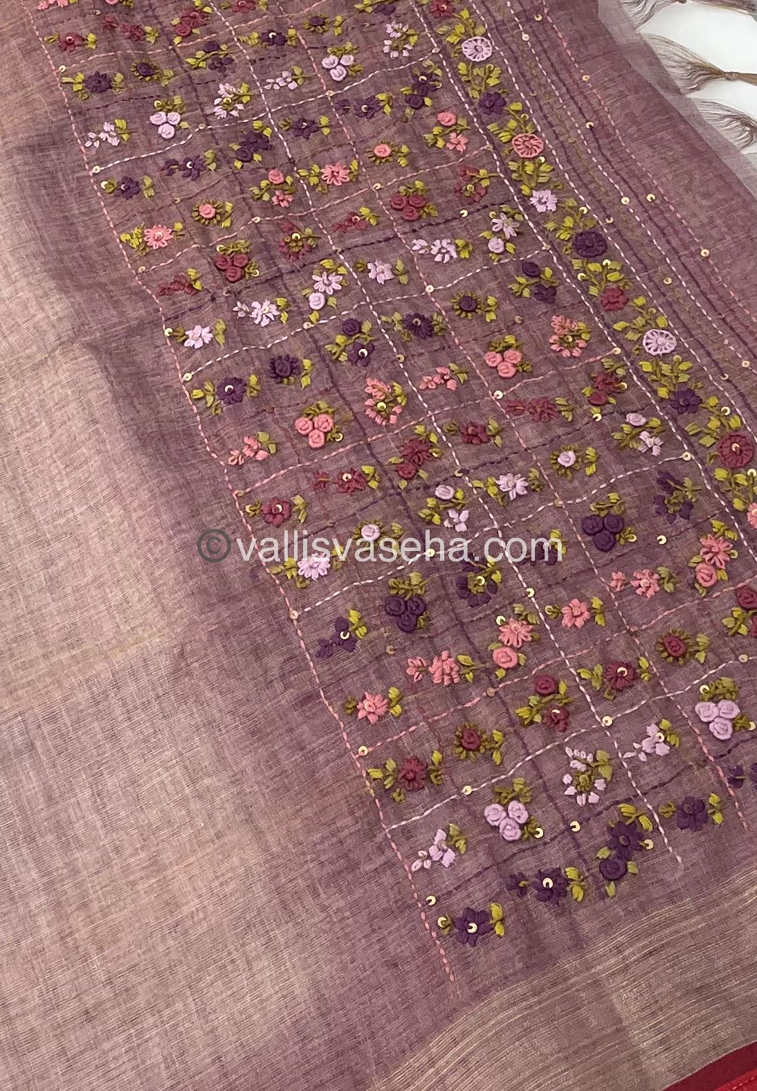 French Knot - Tissue Saree - Light Onion Pink Shade - VVLFN001