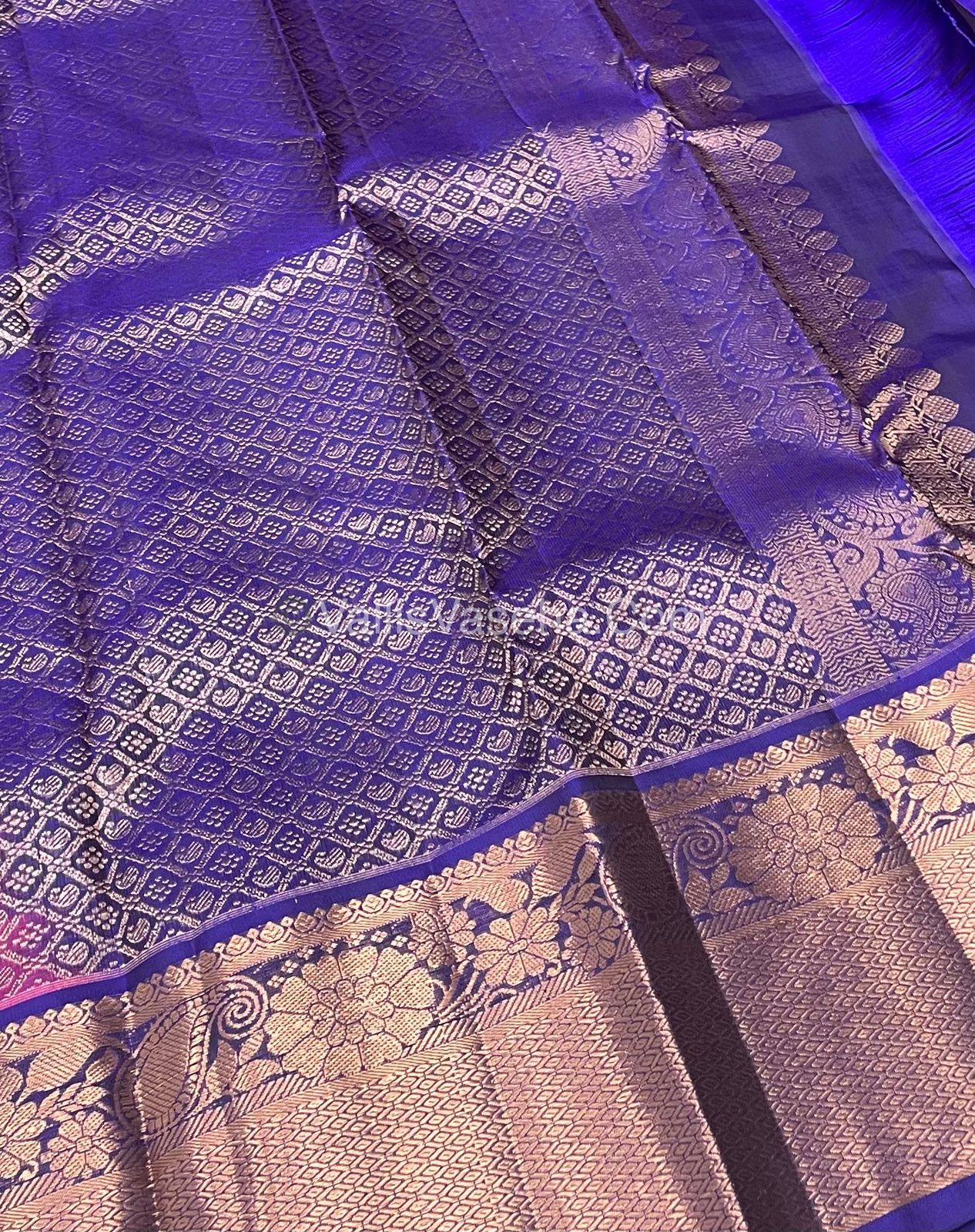 Half Mix - Pure Soft Silk Saree - Pink & Blue Shade - VVPSS031