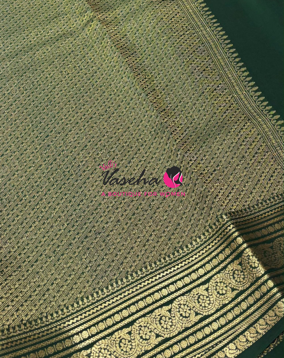 Semi Mysore Crepe Silk  - Green Shade - VVSMC005