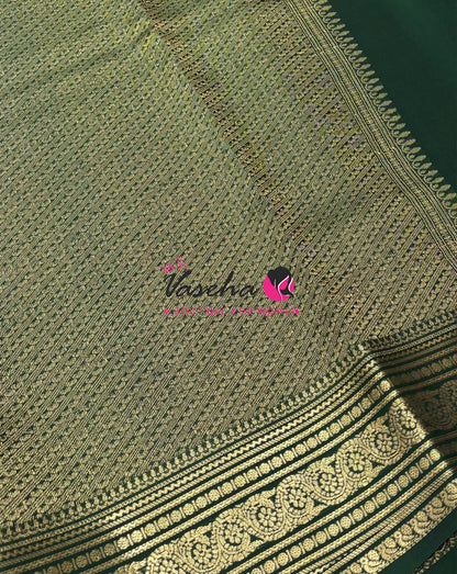 Semi Mysore Crepe Silk  - Green Shade - VVSMC005