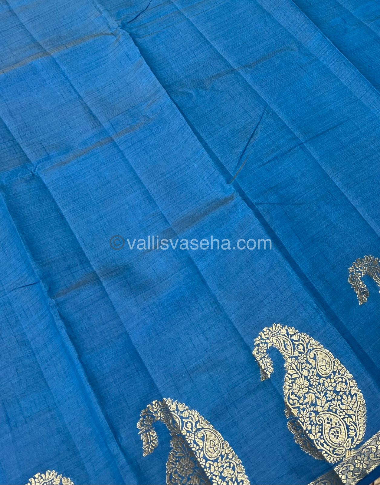 Semi Tussar Silk - Small Mango - Blue Shade - VVSTS002
