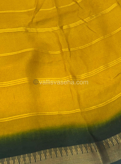 Muslin Georgette Saree - Yellow with Green - VVMGS001