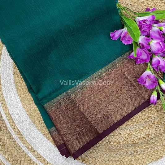 Bamboo Silk Saree - Ramar Green with Wine Shade - VVBSS008
