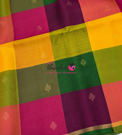 Pure Soft Silk Saree - Partly Pallu -  Half & Half Saree - Violetish Blue - VVPSS088