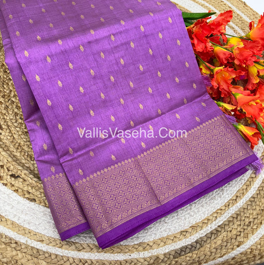 Semi Tussar Silk - Grand Pallu  - Lilac / Light Lavendar Shade - VVSTS022
