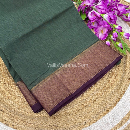 Bamboo Silk Saree -  Grey With Purple Shade - VVBSS002