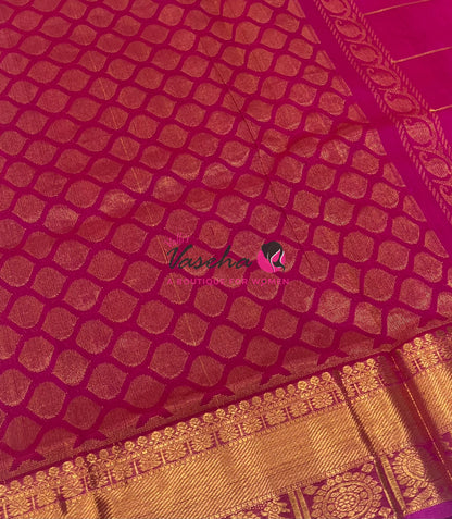 Pure Silk Cotton Saree - Mayil & Chakkaram Design - Pink with Pink - VVMC001