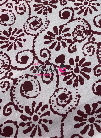 Pure Soft Mul Mul Cotton Sarees - Hand Block Prints - VVMMC011