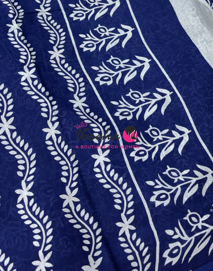 Pure Soft Mul Mul Cotton Sarees - Hand Block Prints - VVMMC011