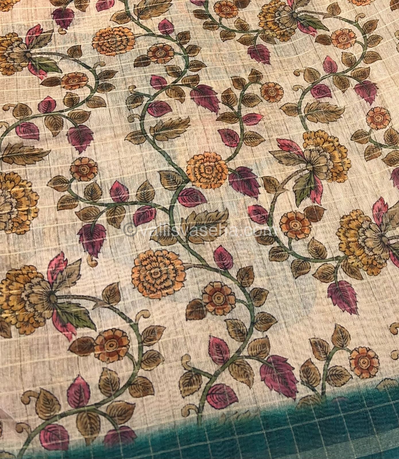 Semi Chanderi Saree - checks pattern - VVSCS002