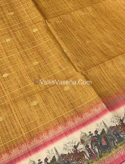 Semi Chanderi Saree - checks pattern - VVSCS004
