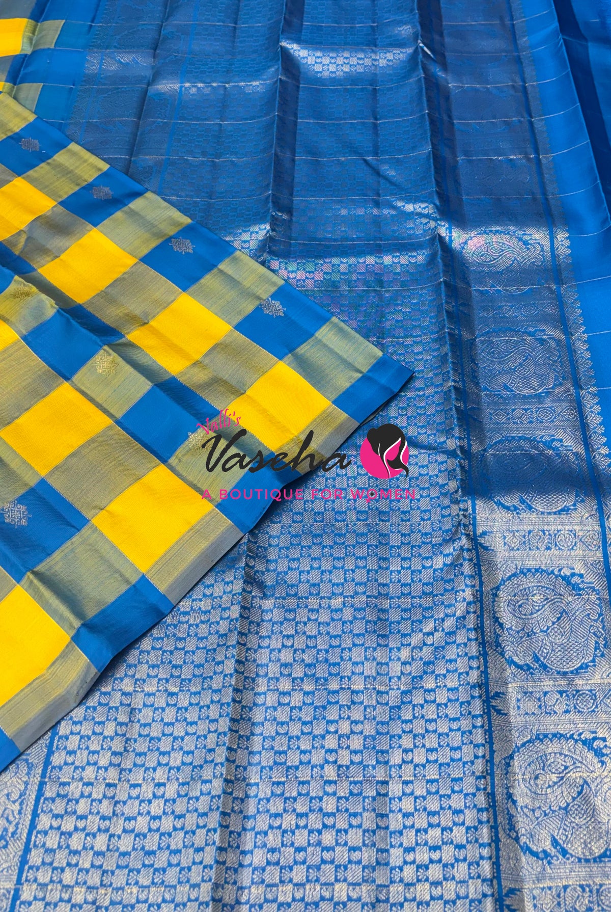 Pure Kanchipuram Silk Saree - Pazhum Pazhamum Checks - VVPS017