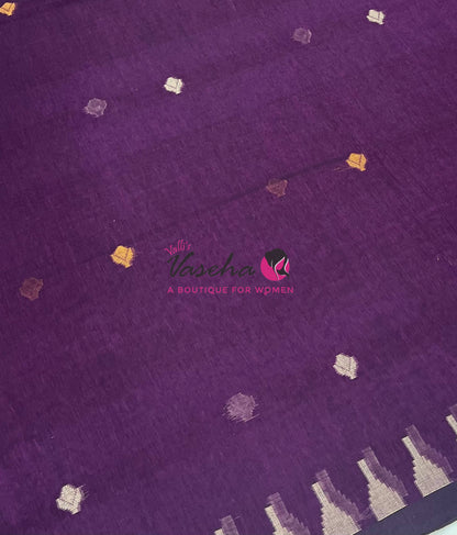 Bengal Kaddhi Cotton Saree | VVBKC001 |Purple Shade