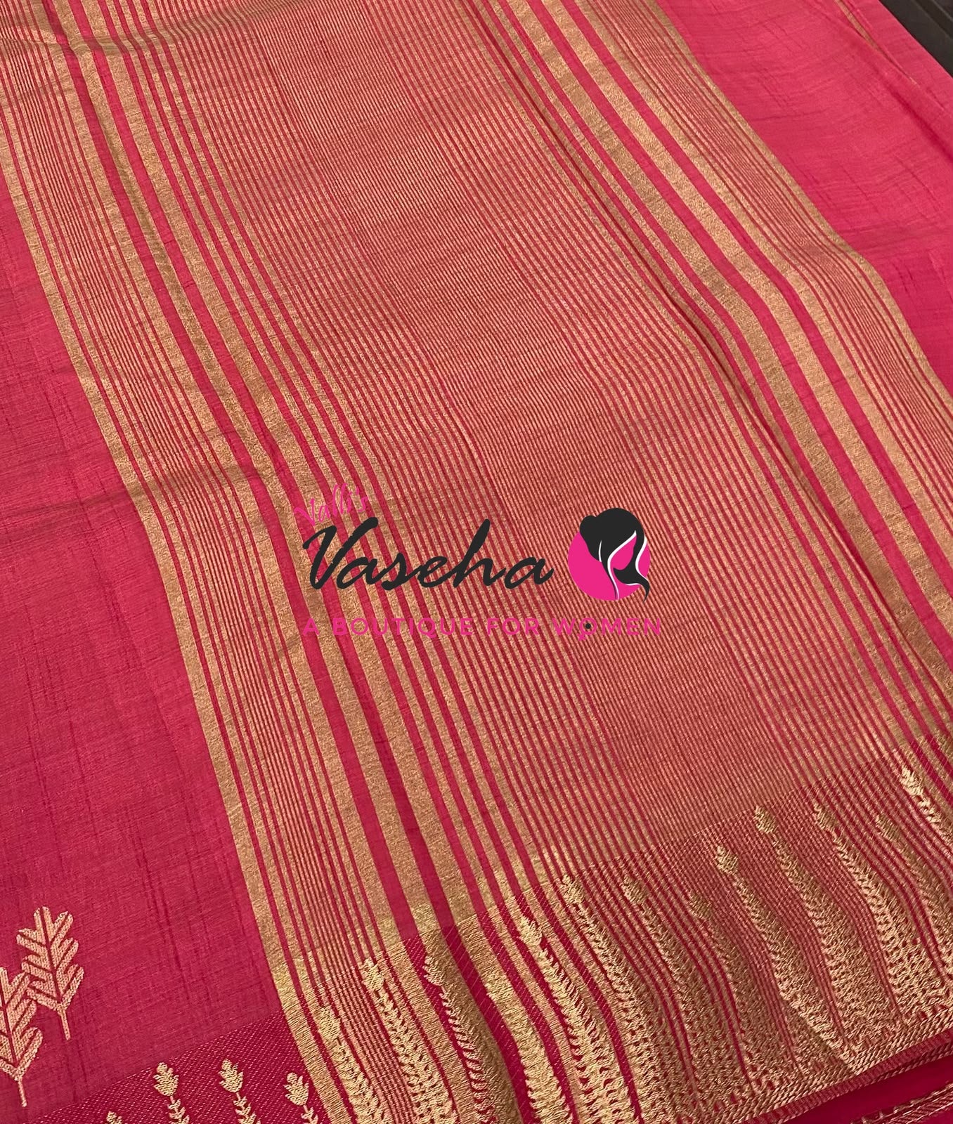 Semi Tussar Silk Saree | Dark Pink-shade |VVSTS050
