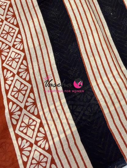 Pure Soft Mul Mul Cotton Sarees - Hand Block Prints - VVMMC011