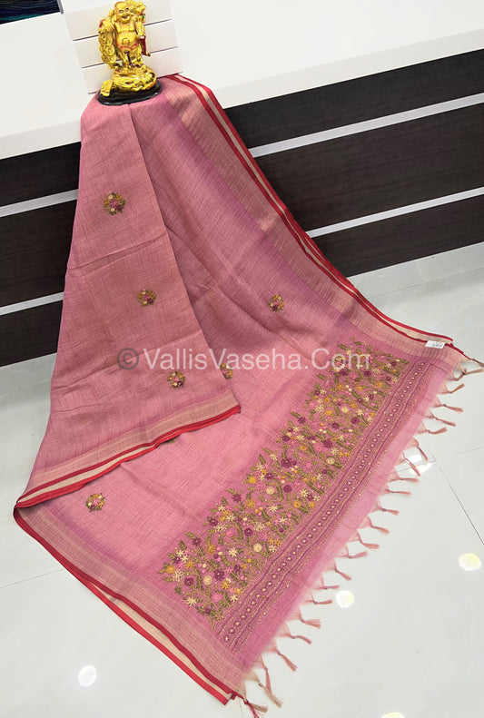 French Knot - Tissue Saree - Pink Shade - VVLFN011