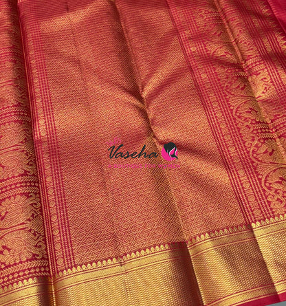 Pure Kanchipuram Silk Saree - Red Shade  - VVPS012
