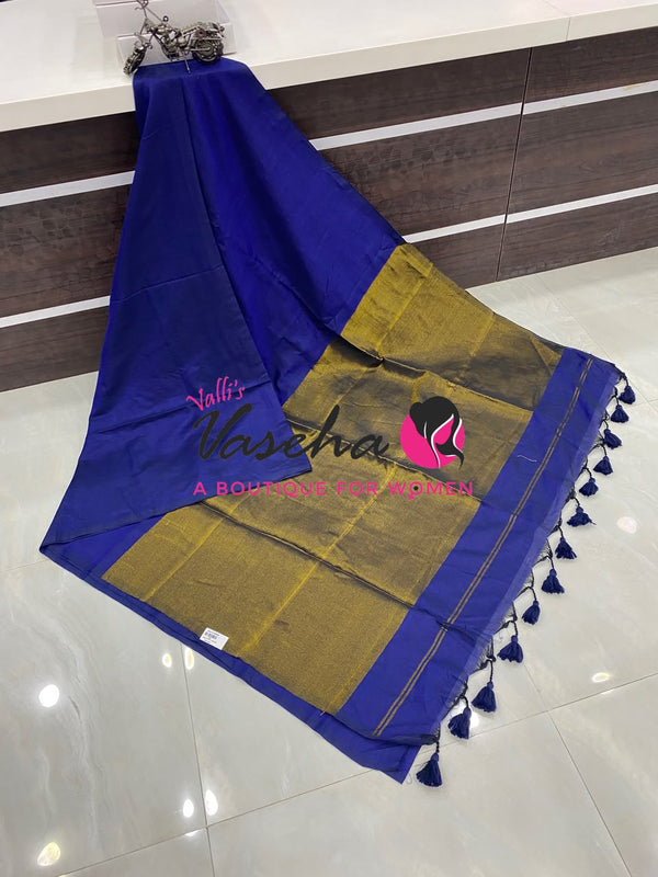 Handloom Cotton Sarees  - Blue Shade - VVKC001