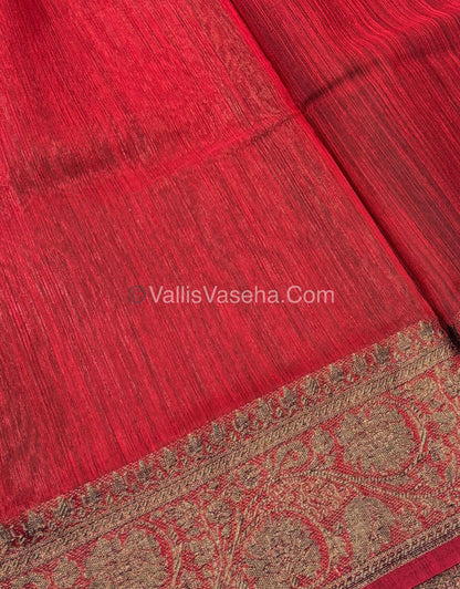 Bamboo Silk Saree - Black With Red Shade - VVBSS007