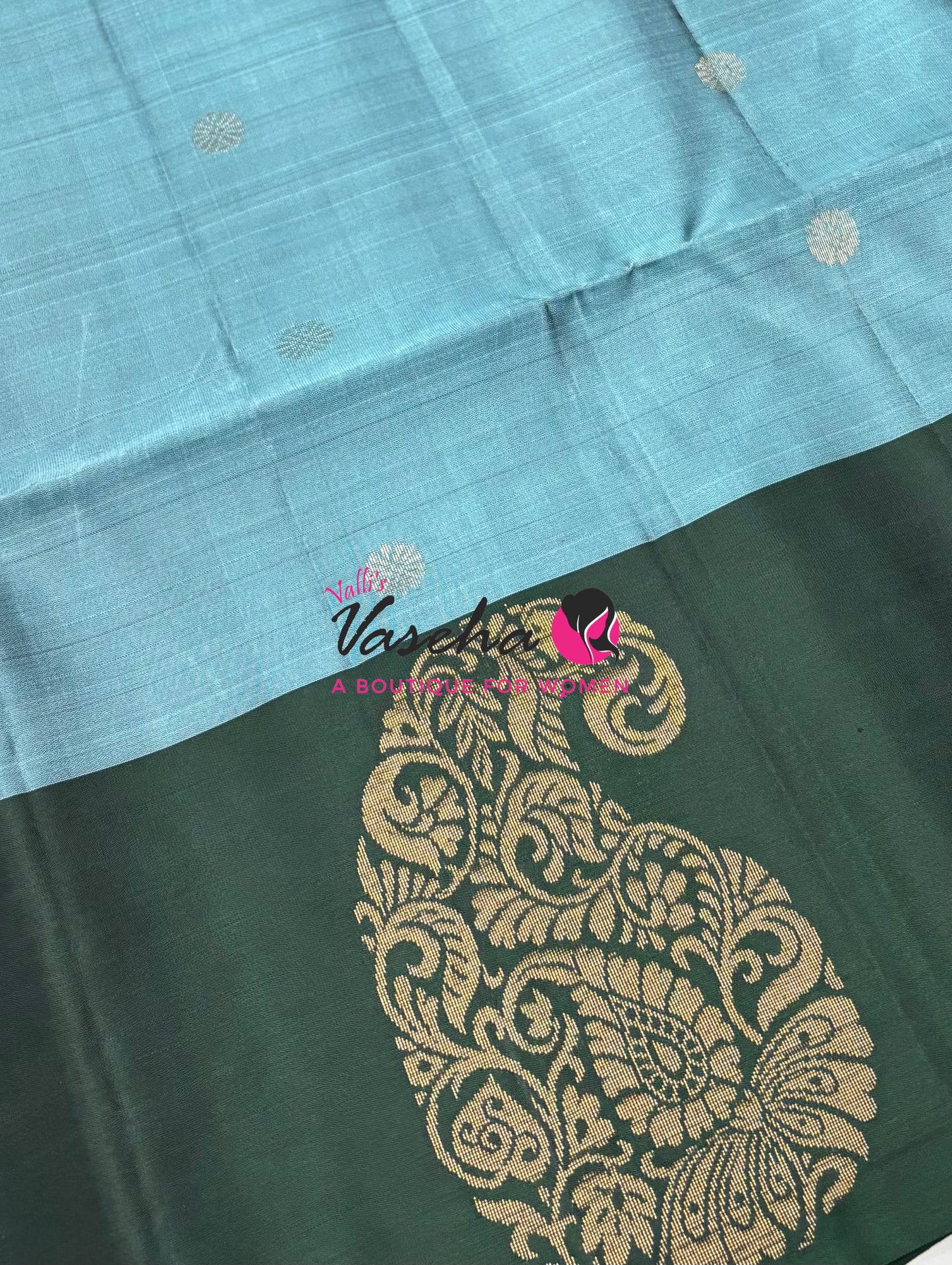 Pure Soft Silk Saree - Blue & Green  - VVPSS061