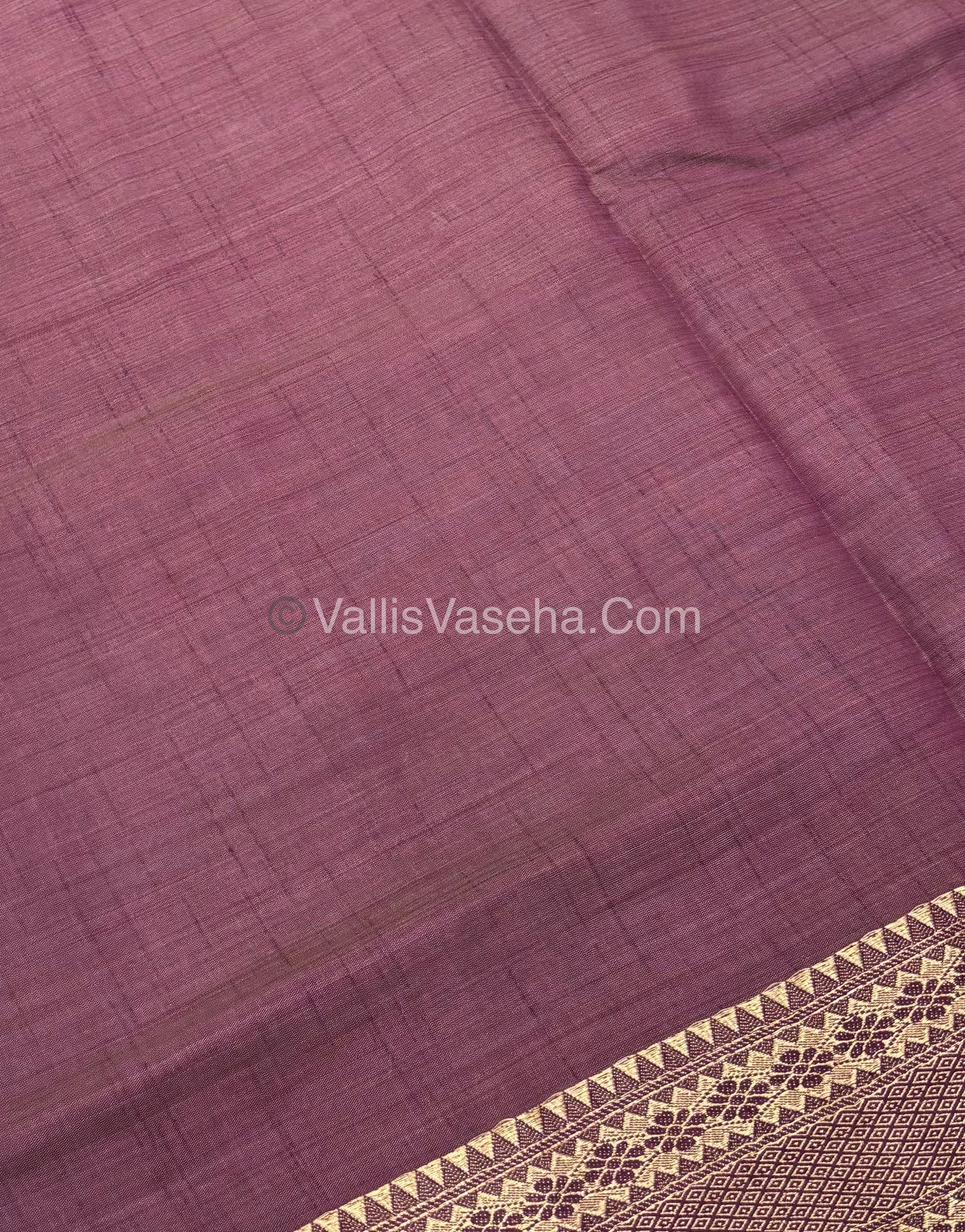 Semi Tussar Silk - Grand Pallu  - Wine Shade - VVSTS017