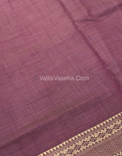 Semi Tussar Silk - Grand Pallu  - Wine Shade - VVSTS017