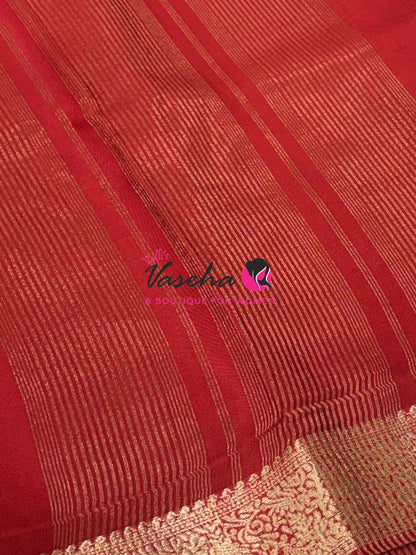 Semi Mysore Crepe Silk  - Red Shade - VVSMC004