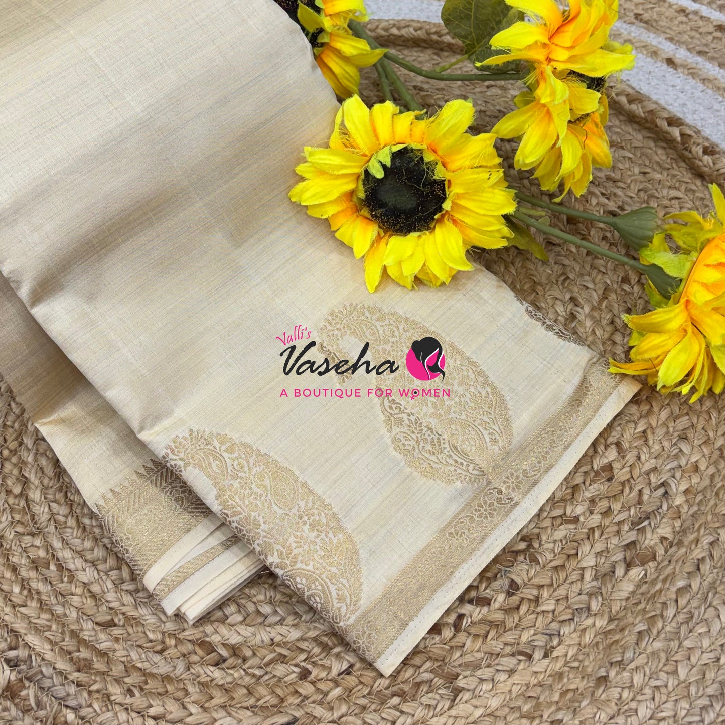 Semi Tussar Silk - Small Mango - Cream Shade - VVSTS002