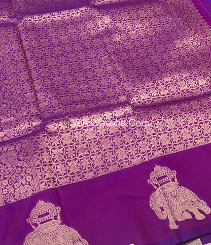 Semi Soft Silk - Elephant Butta Border - Purplish Pink Shade -VVSSS011