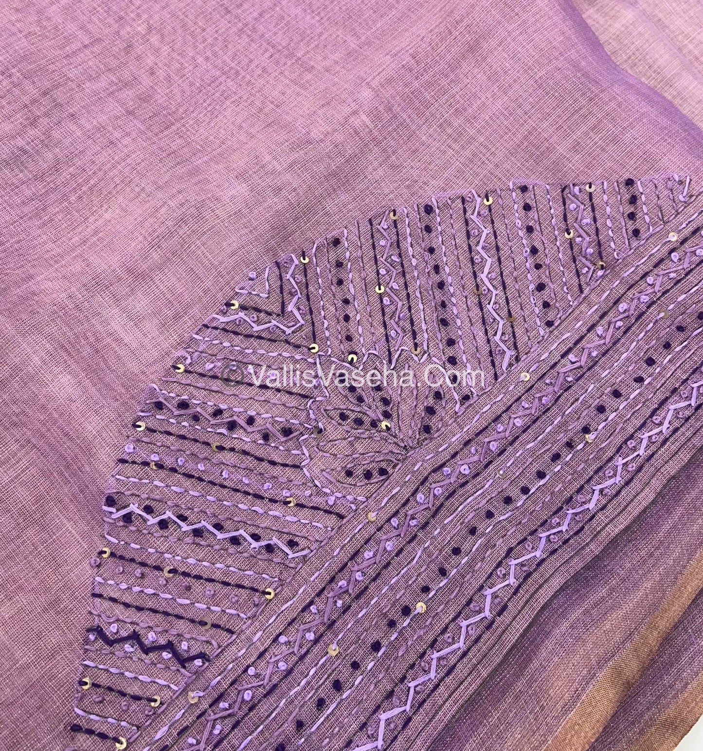 French Knot - Linen Tissue Saree - Lavendar Shade - VVLFN004