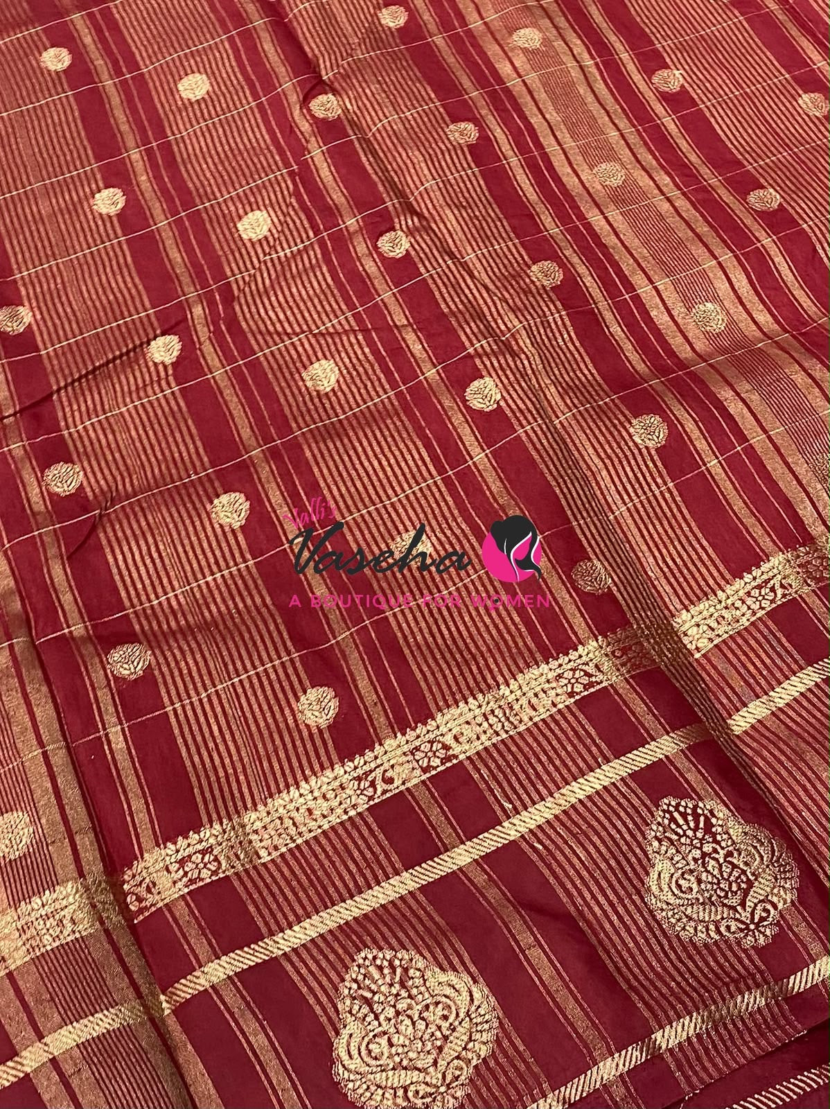 Semi Tussar Silk Saree | Maroon Shade |VVSTS060