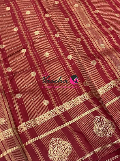 Semi Tussar Silk Saree | Maroon Shade |VVSTS060