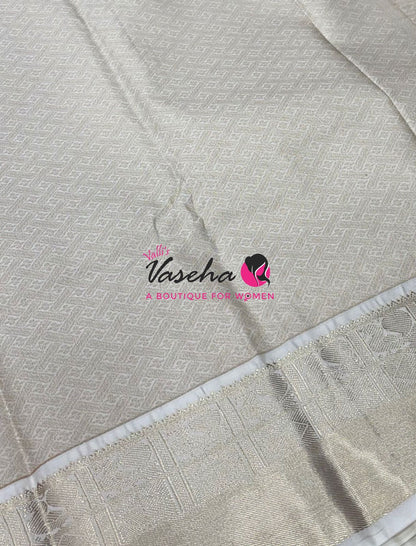 Semi Kanchi Silk  - Lemon Yellow & Cream - VVSKS007