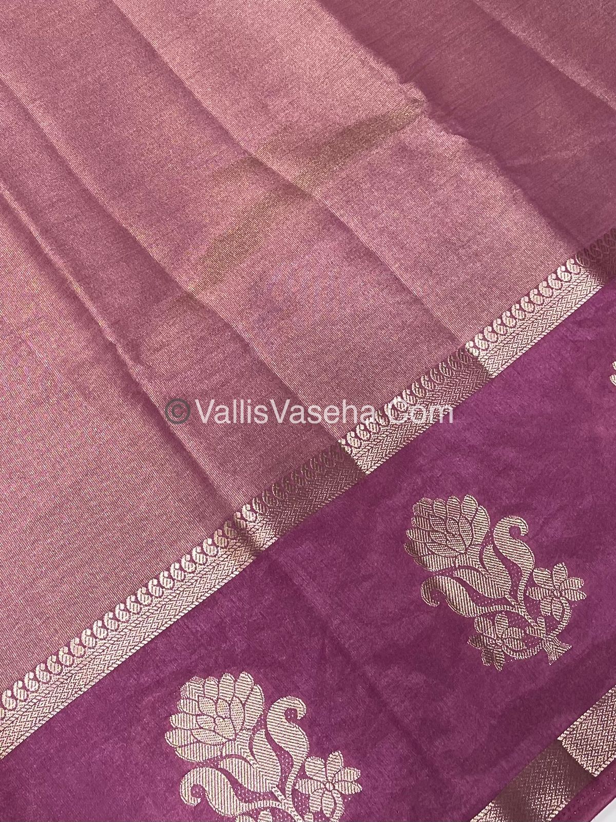 Semi Tissue Tussar Silk - Onion Pink Shade - VVSTS043