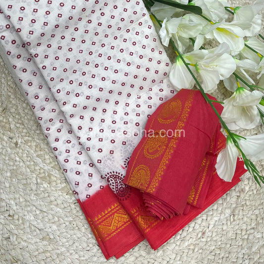 Sungudi Cotton Saree  - Bandini Print  - VVSBP001